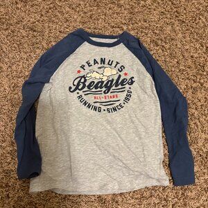 Peanuts Snoopy Long Sleeve T Shirt 365 Kids Garanimals Gray Navy Blue Sleeves